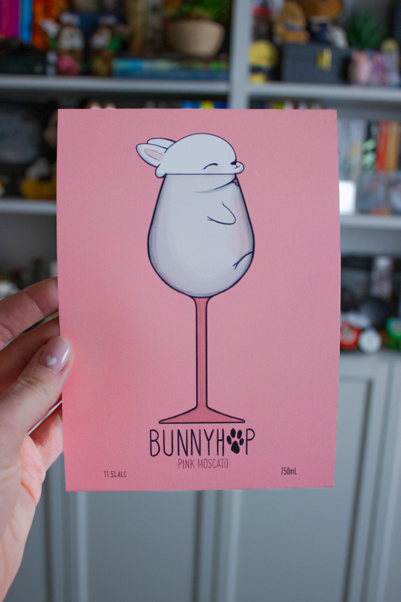 Pink Wine Bunny Print